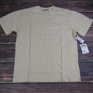 Playboy Pacsun NEW Mens Large Ivory Tee T Shirt Graphic Bunny Spellout